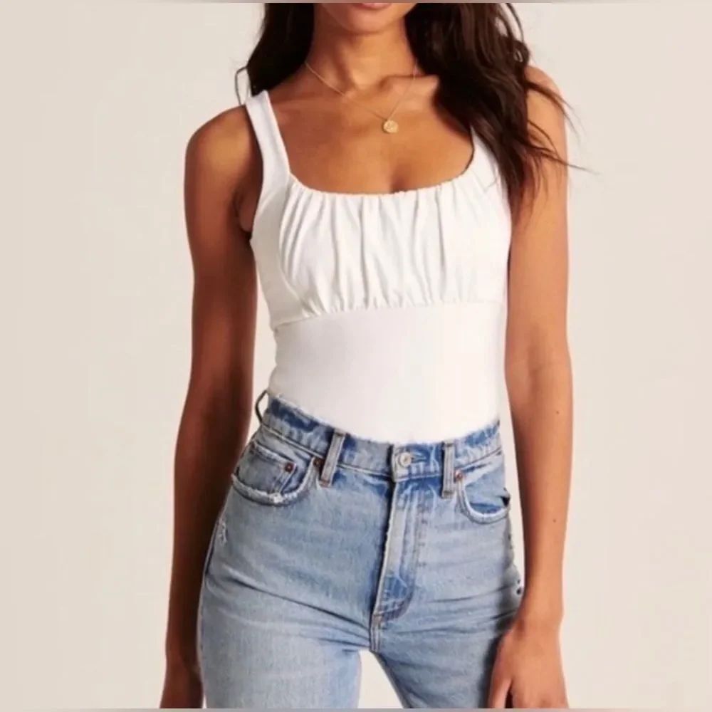 NWT Abercrombie & Fitch Soft Collection White Thong Sweetheart Soft A&F Bodsuit